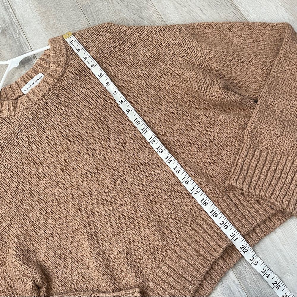 White + Warren Sweater cotton slub easy crewneck womens Brown (small) minimalist - Picture 7 of 8